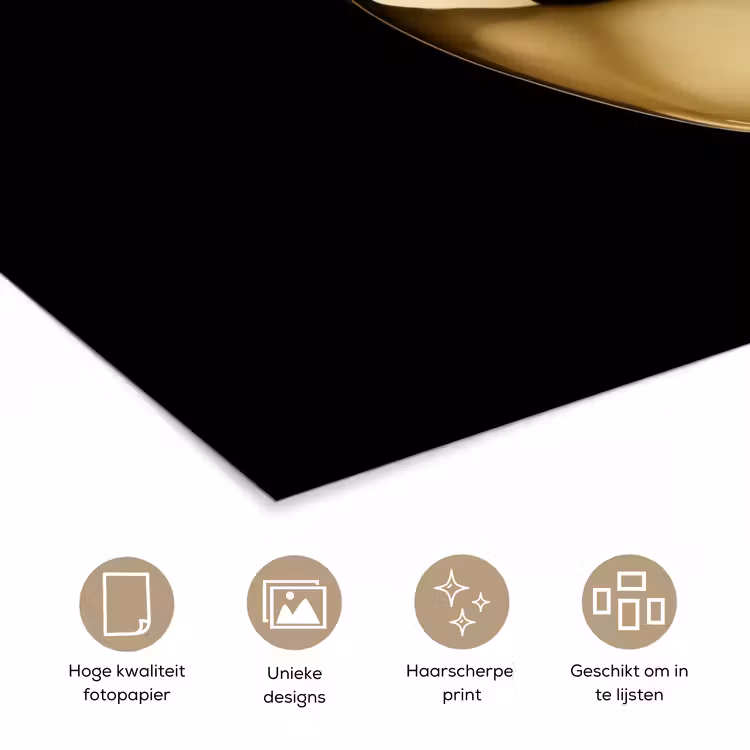 Appel - Goud - Chrome - Zwart poster papier klein -closeup_NL