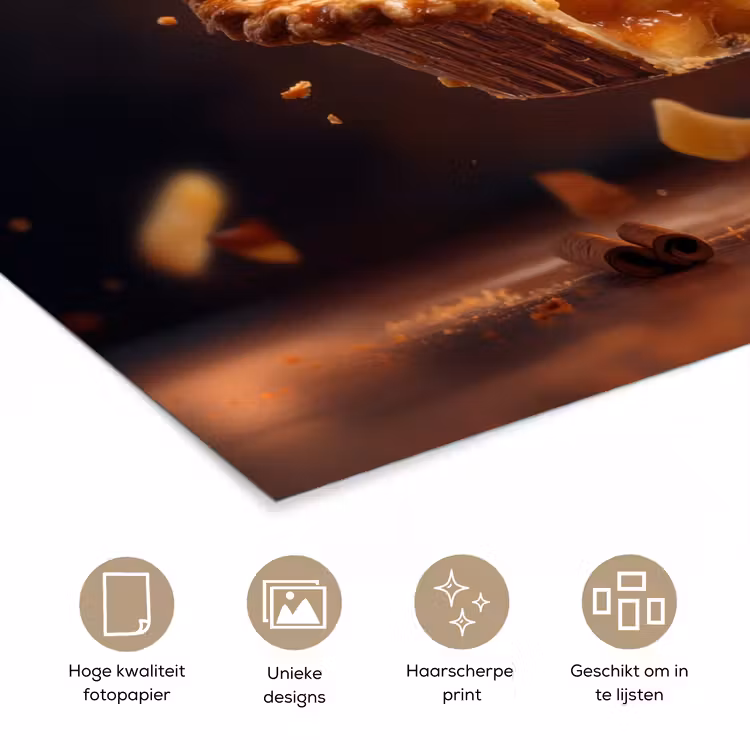 Appel - Taart - Warm - Eten poster papier klein -closeup_NL