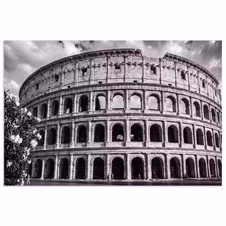 Architectuur - Colosseum - Rome - Historisch - Zwart-wit poster papier klein -3d