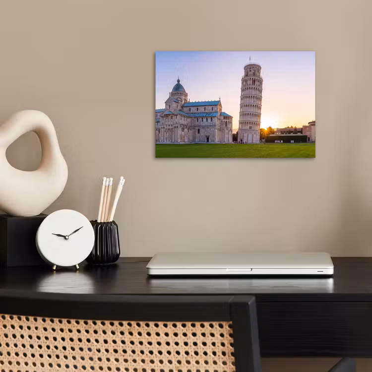 Architectuur - Toren - Pisa - Italië - Zonsondergang poster papier klein -sfeer1