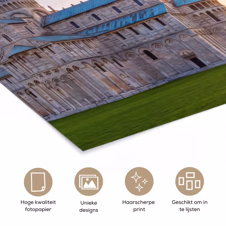 Architectuur - Toren - Pisa - Italië - Zonsondergang poster papier klein -closeup_NL