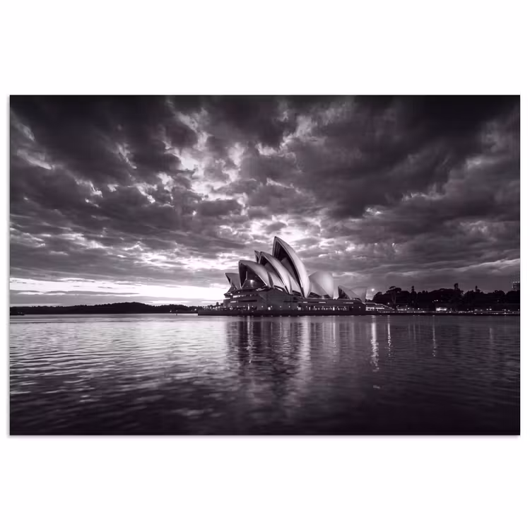 Architectuur - Water - Stad - Modern - Zwart-wit poster papier klein -3d