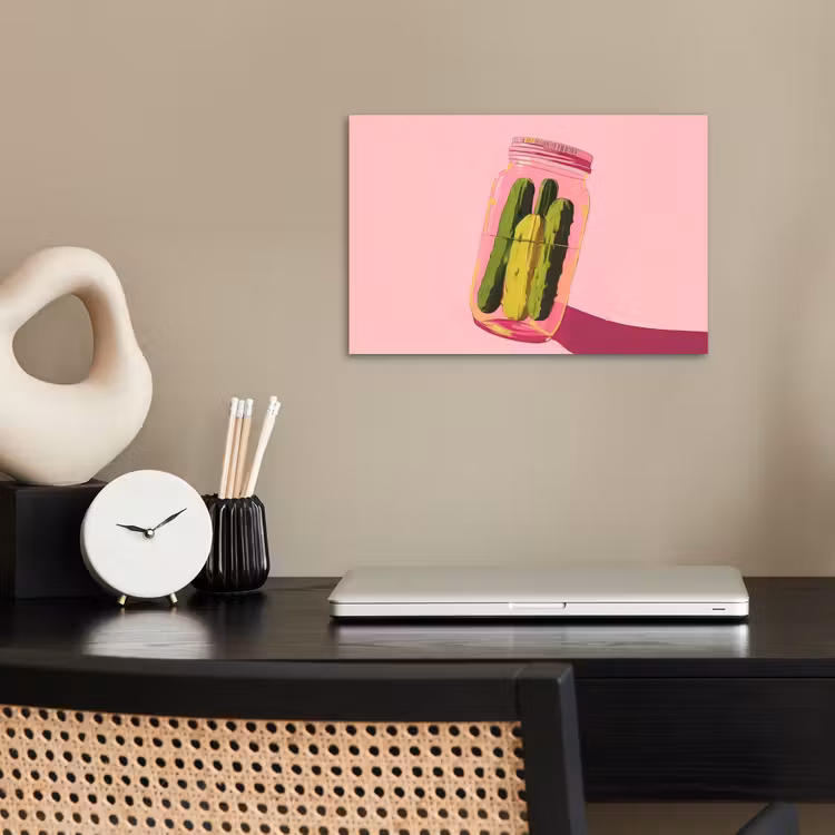 Augurken - Pot - Schaduw - Roze poster papier klein -sfeer1