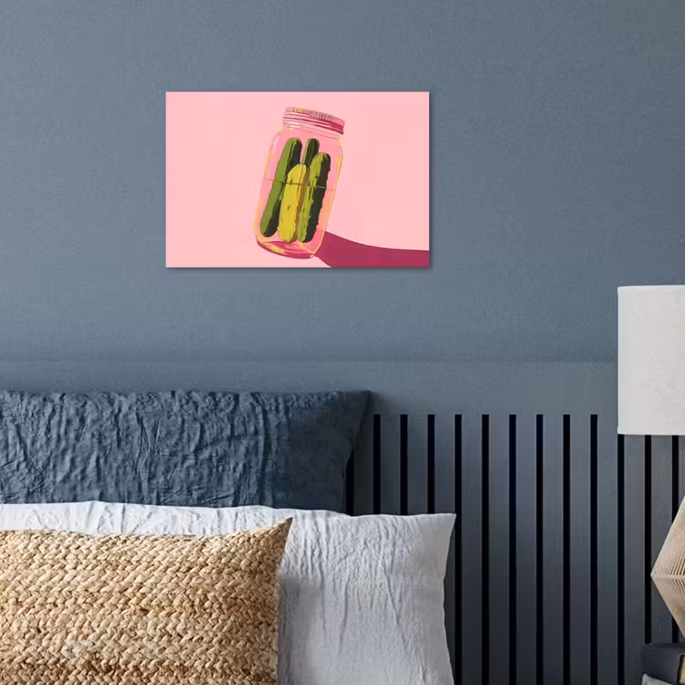 Augurken - Pot - Schaduw - Roze poster papier klein -sfeer2