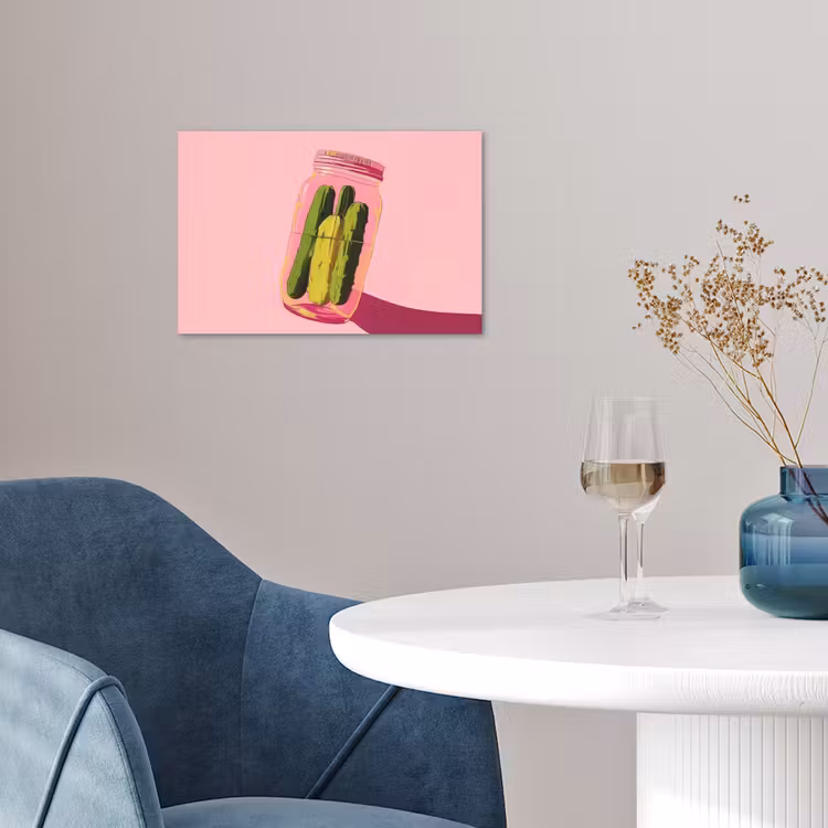 Augurken - Pot - Schaduw - Roze poster papier klein -sfeer3