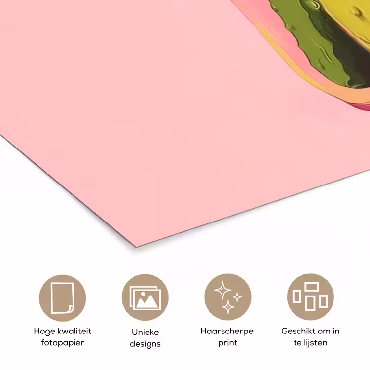 Augurken - Pot - Schaduw - Roze poster papier klein -closeup_NL