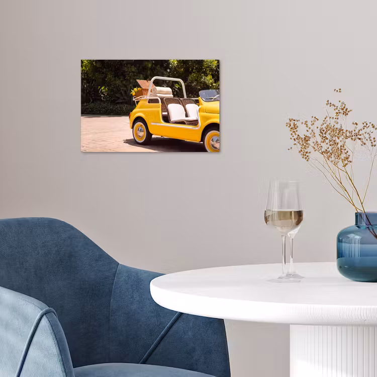 Auto - Picknick - Zomer - Geel poster papier klein -sfeer3