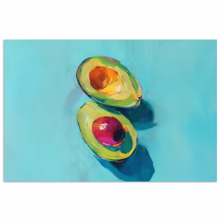 Avocado - Groen - Pit - Schaduw poster papier klein -3d