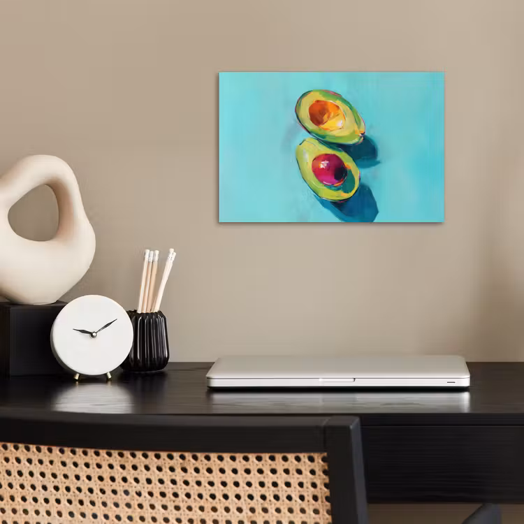 Avocado - Groen - Pit - Schaduw poster papier klein -sfeer1
