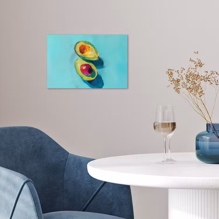 Avocado - Groen - Pit - Schaduw poster papier klein -sfeer3