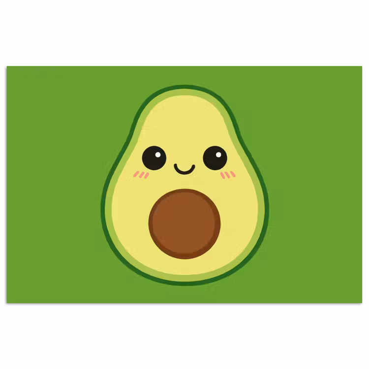 Avocado - Groen - Speels poster papier klein -3d