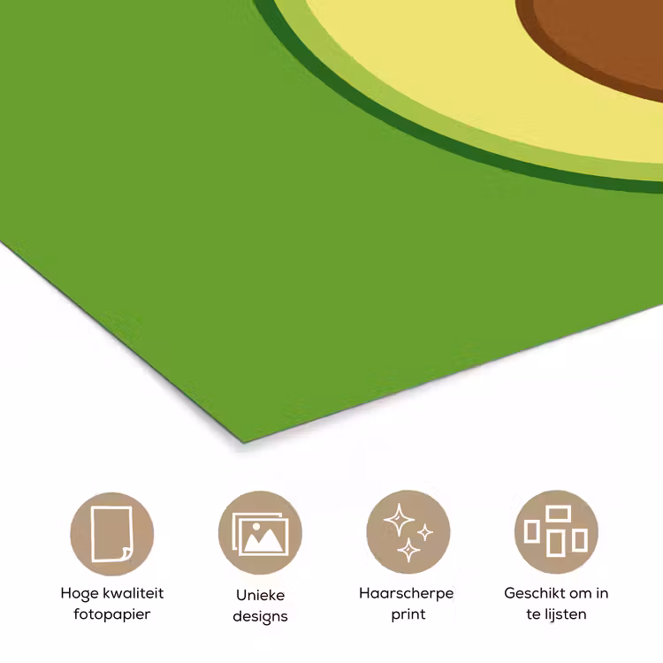 Avocado - Groen - Speels poster papier klein -closeup_NL
