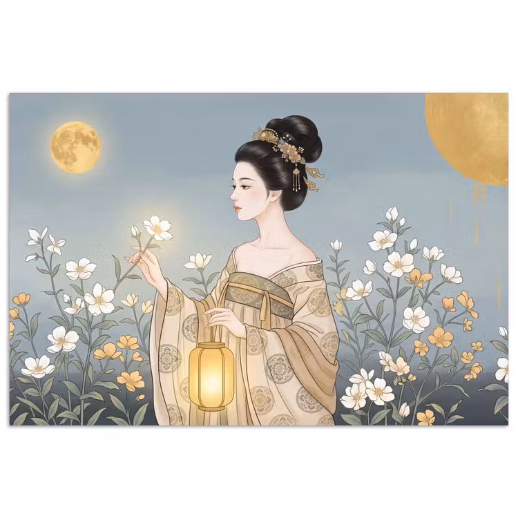 Aziatisch - Vrouw - Kimono poster papier klein -3d