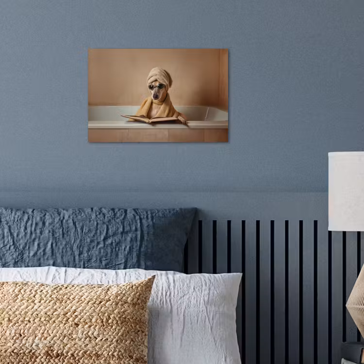 Bad - Hond - Boek - Zonnebril poster papier klein -sfeer2