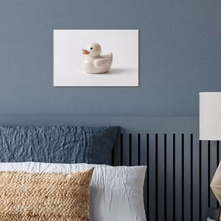Badeend - Minimalistisch - Wit poster papier klein -sfeer2