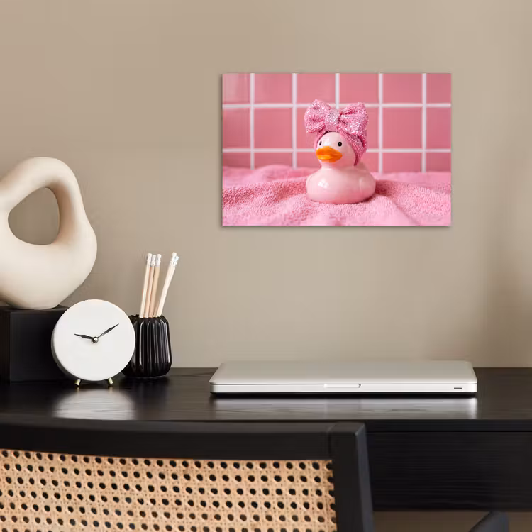 Badeend -Strik - Roze poster papier klein -sfeer1