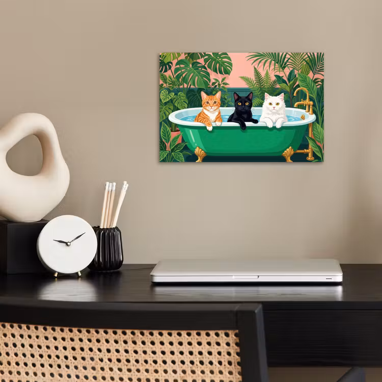 Badkamer - Kattenparade - Kleurrijk poster papier klein -sfeer1