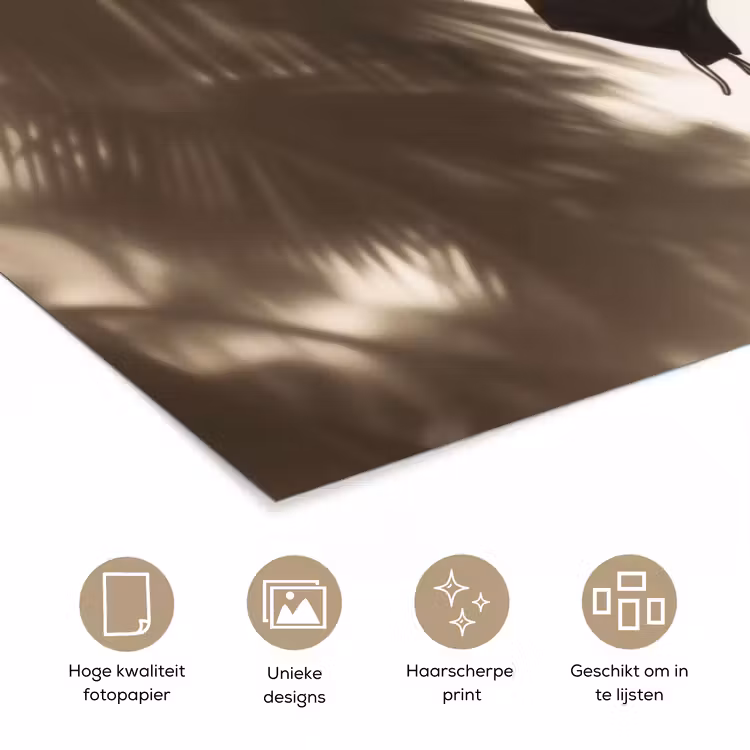 Badkleding - Palmbomen - Schaduw - Tropisch poster papier klein -closeup_NL