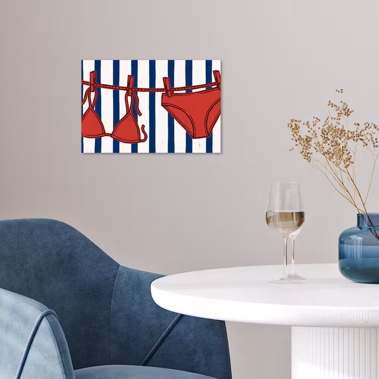 Badkleding - Waslijn - Zomer - Illustratie - Rood poster papier klein -sfeer3