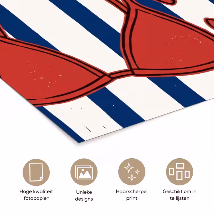Badkleding - Waslijn - Zomer - Illustratie - Rood poster papier klein -closeup_NL