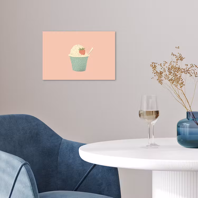 Bakje - Ijs - Aardbei - Roze poster papier klein -sfeer3