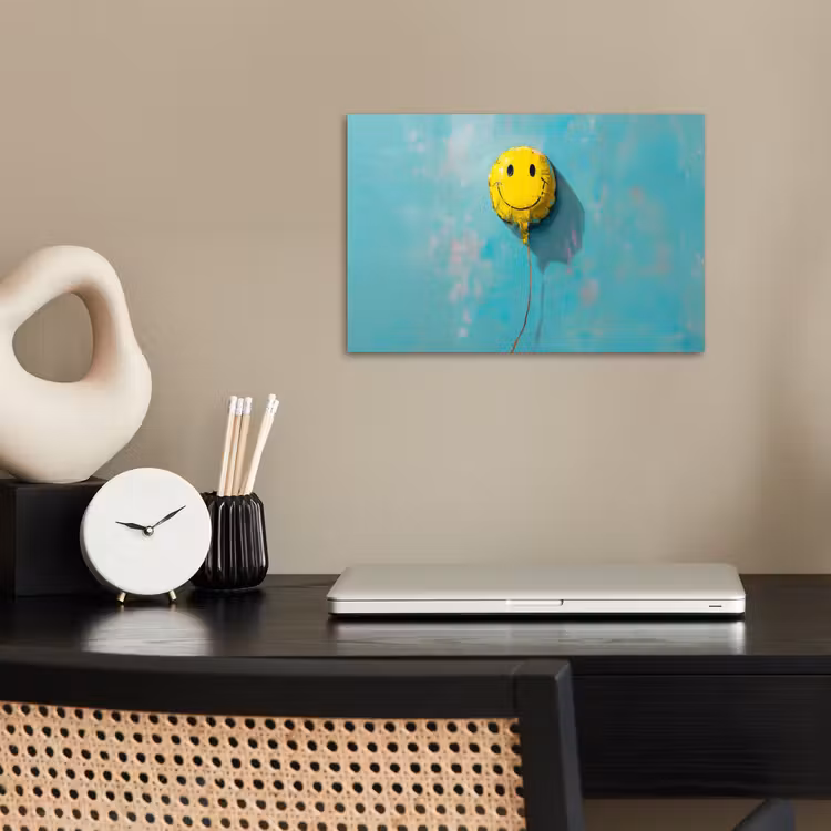 Ballon - Geel - Smiley poster papier klein -sfeer1