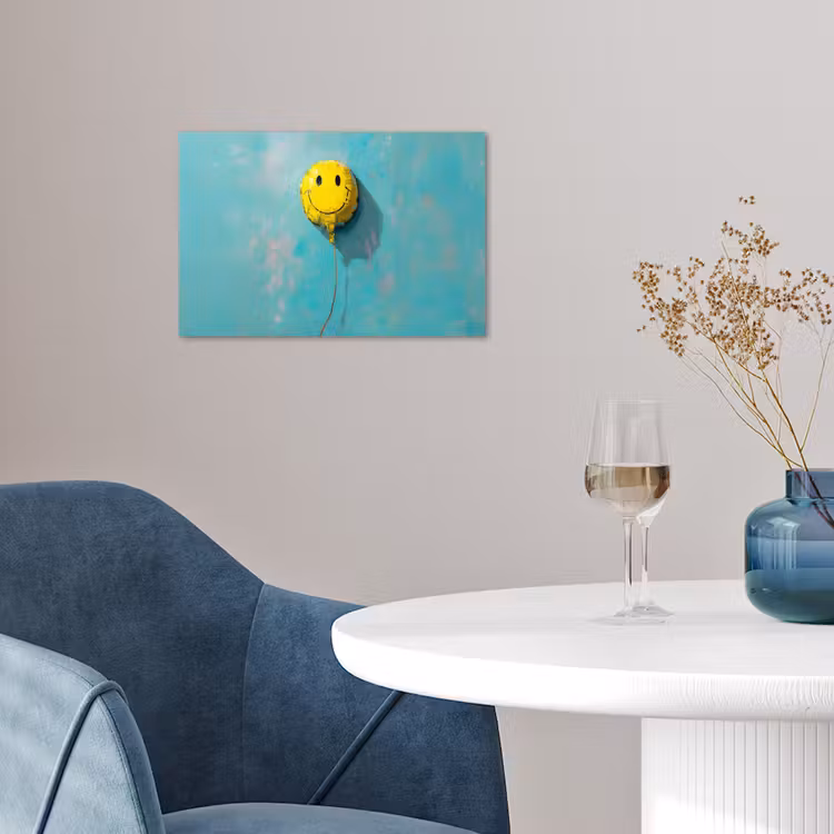 Ballon - Geel - Smiley poster papier klein -sfeer3