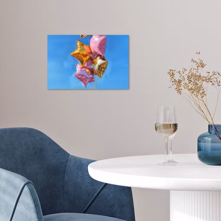 Ballonnen - Goud - Stervorm - Roze poster papier klein -sfeer3