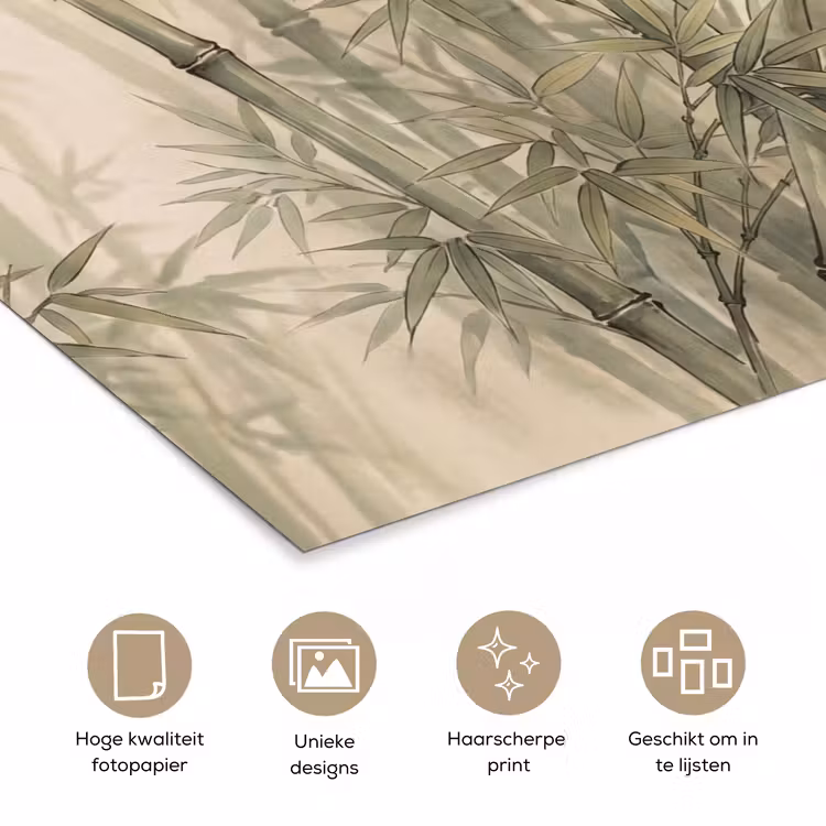 Bamboe - Bladeren - Aziatisch - Groen - Natuur poster papier klein -closeup_NL