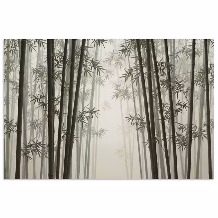 Bamboe - Bos - Mist - Natuur poster papier klein -3d