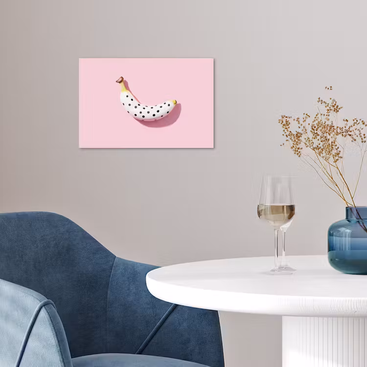 Banaan - Stippen - roze poster papier klein -sfeer3