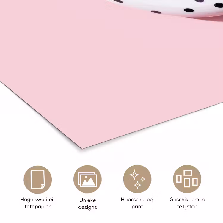 Banaan - Stippen - roze poster papier klein -closeup_NL