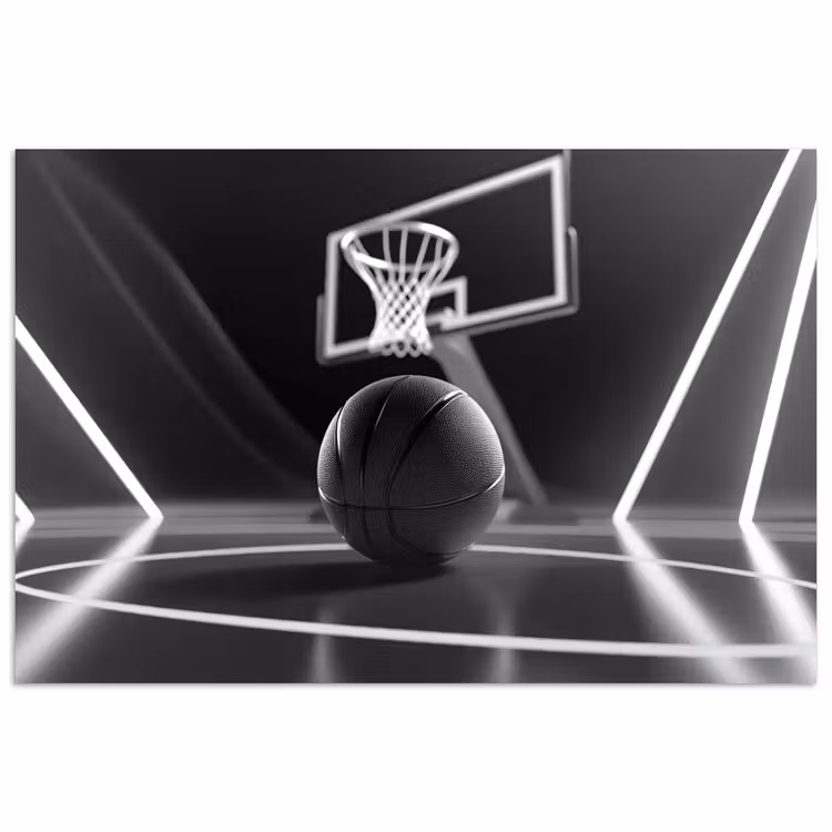 Basketbal - Basketbalveld - Lichtlijnen poster papier klein -3d