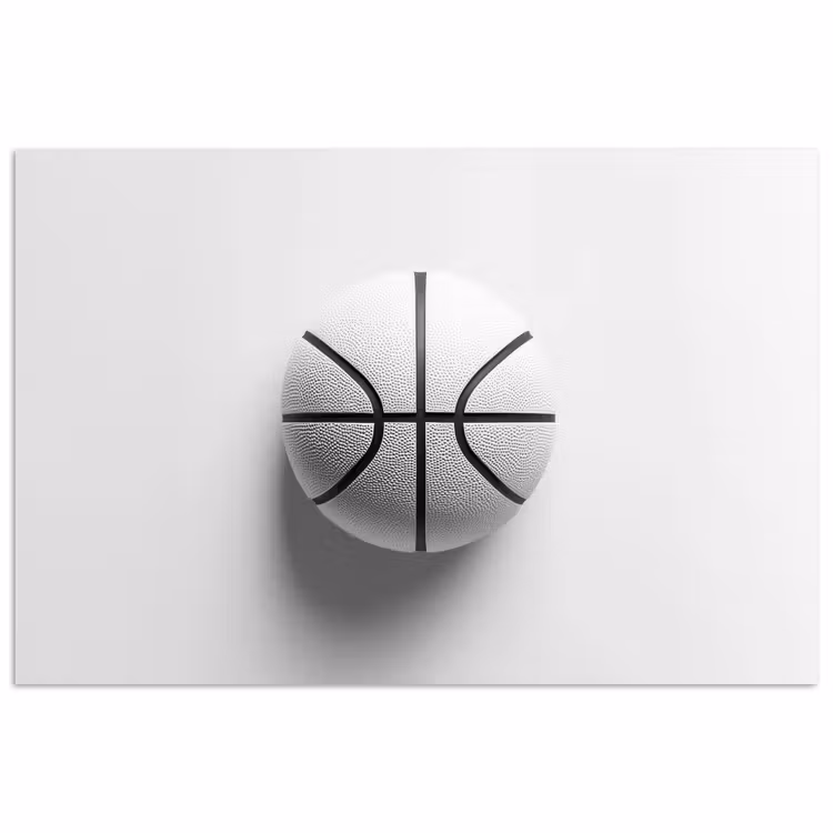 Basketbal - Wit - Schaduw - Lijnen poster papier klein -3d