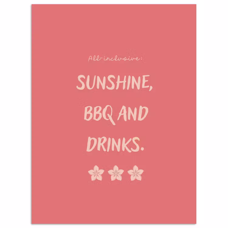 BBQ - Quote - Roze - Zomer poster papier klein -3d