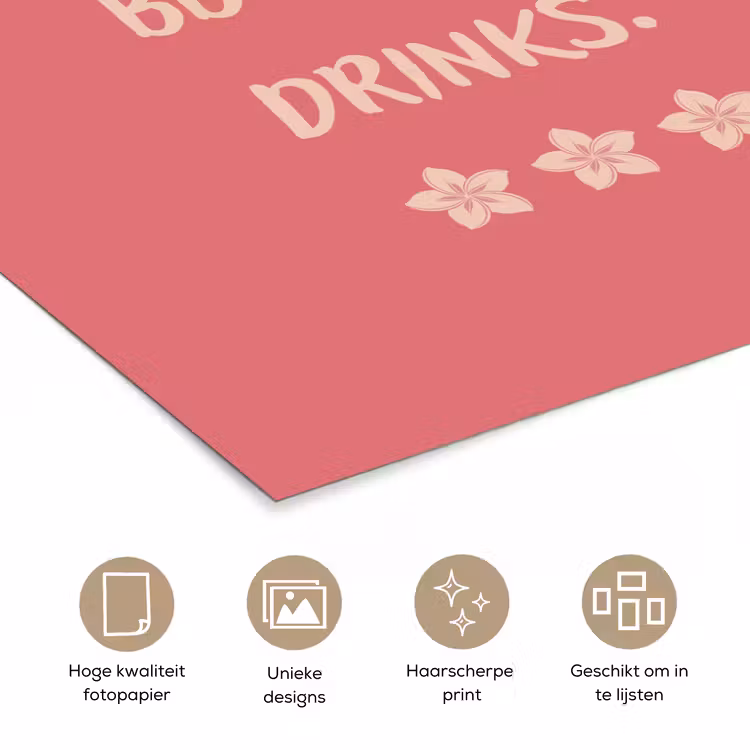 BBQ - Quote - Roze - Zomer poster papier klein -closeup_NL