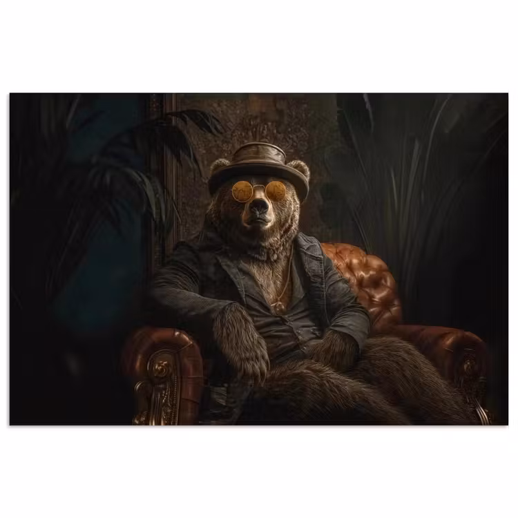Beer - Bruin - Pak - Hoed poster papier klein -3d