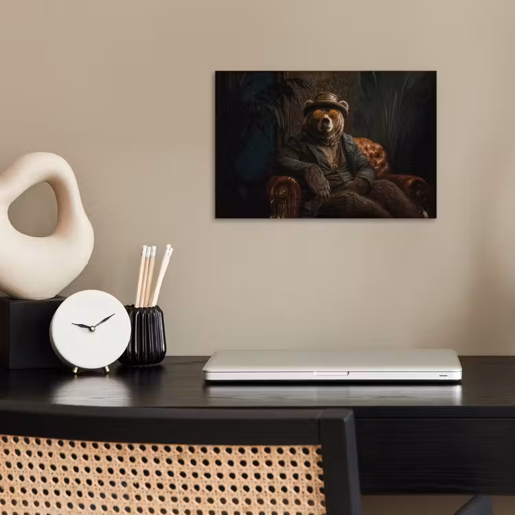 Beer - Bruin - Pak - Hoed poster papier klein -sfeer1