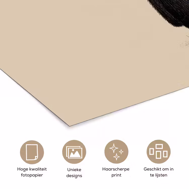 Beer - Donkerbruin - Minimalistisch poster papier klein -closeup_NL