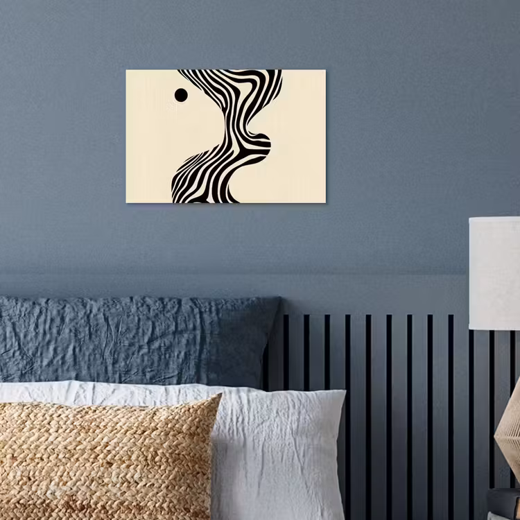 Beige - Lijnen - Golvend - Abstract poster papier klein -sfeer2