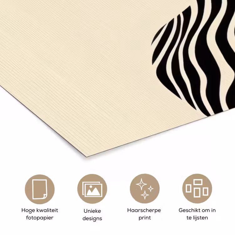 Beige - Lijnen - Golvend - Abstract poster papier klein -closeup_NL