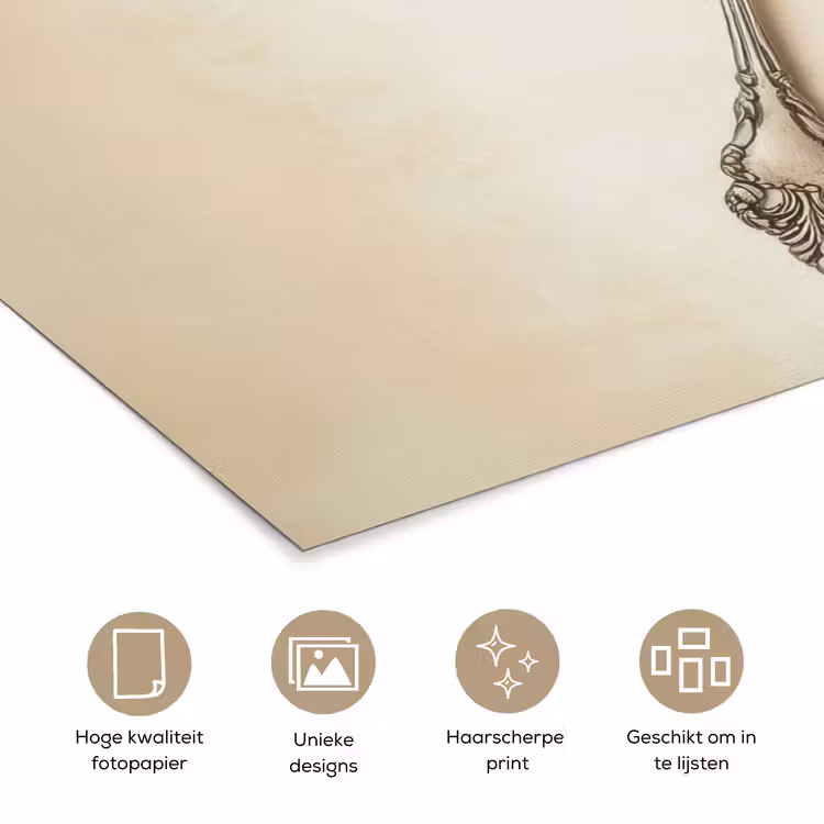 Beige - Vintage - Bestek poster papier klein -closeup_NL