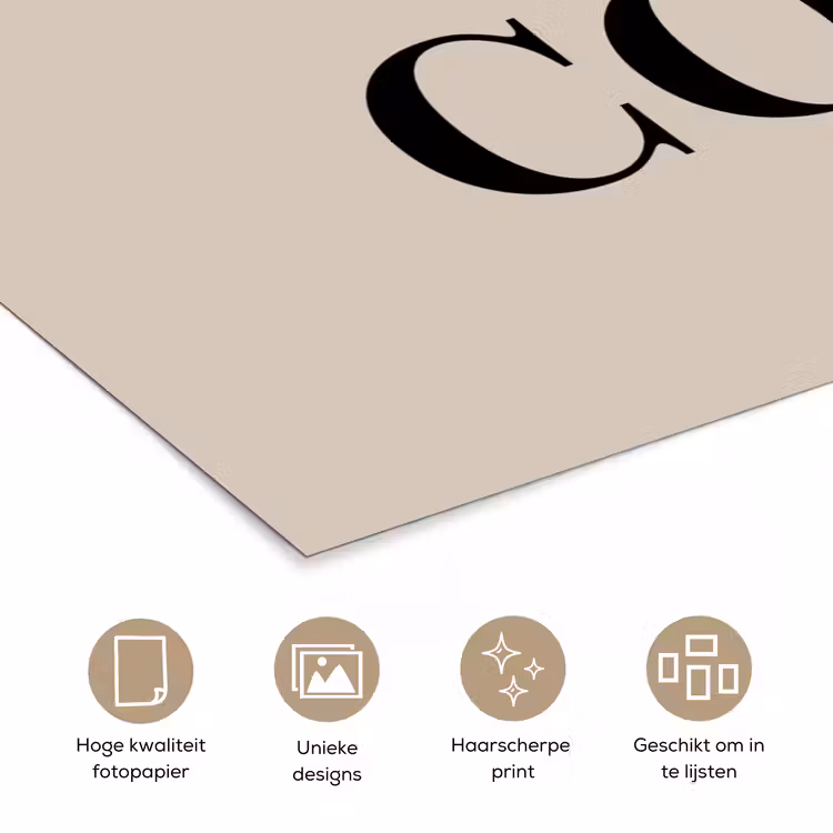 Beige - Winter - Quote - Cozy poster papier klein -closeup_NL