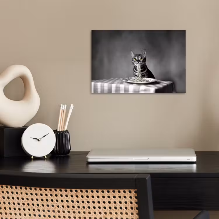Bengaal - Kat - Tafelkleed - Zwart - Wit - Dier poster papier klein -sfeer1