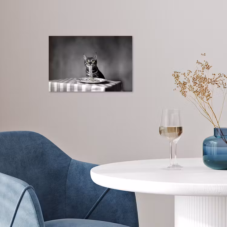 Bengaal - Kat - Tafelkleed - Zwart - Wit - Dier poster papier klein -sfeer3