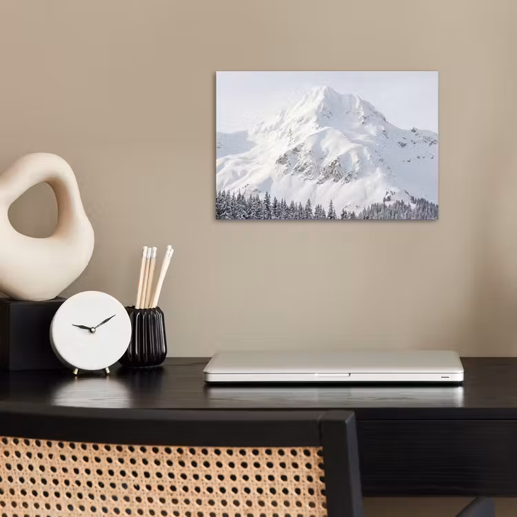 Berg - Sneeuw - Winter - Natuur - Wit poster papier klein -sfeer1