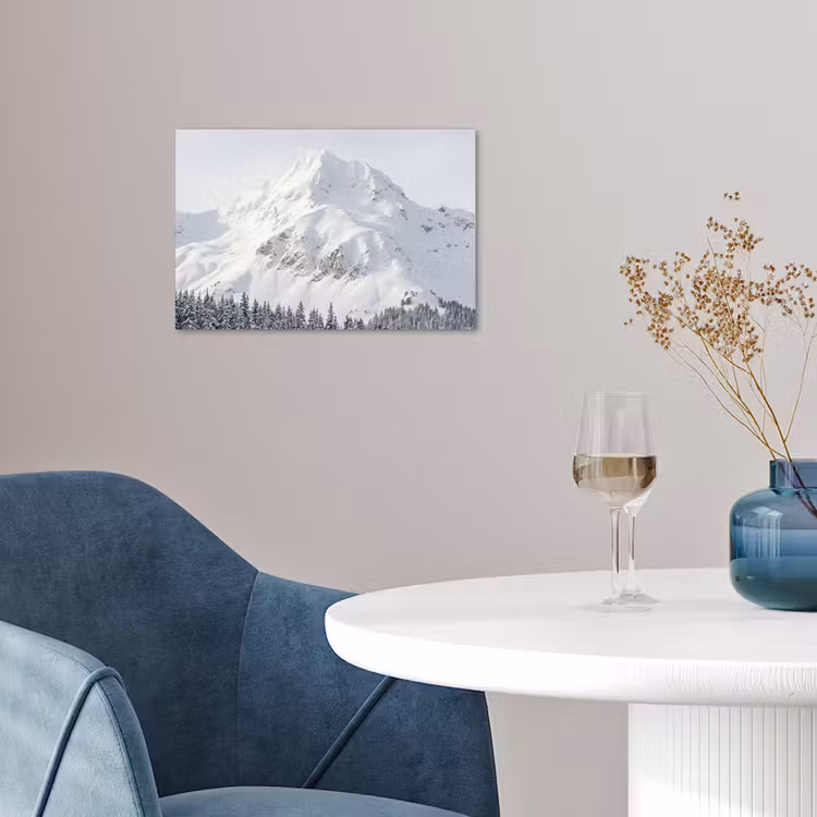 Berg - Sneeuw - Winter - Natuur - Wit poster papier klein -sfeer3