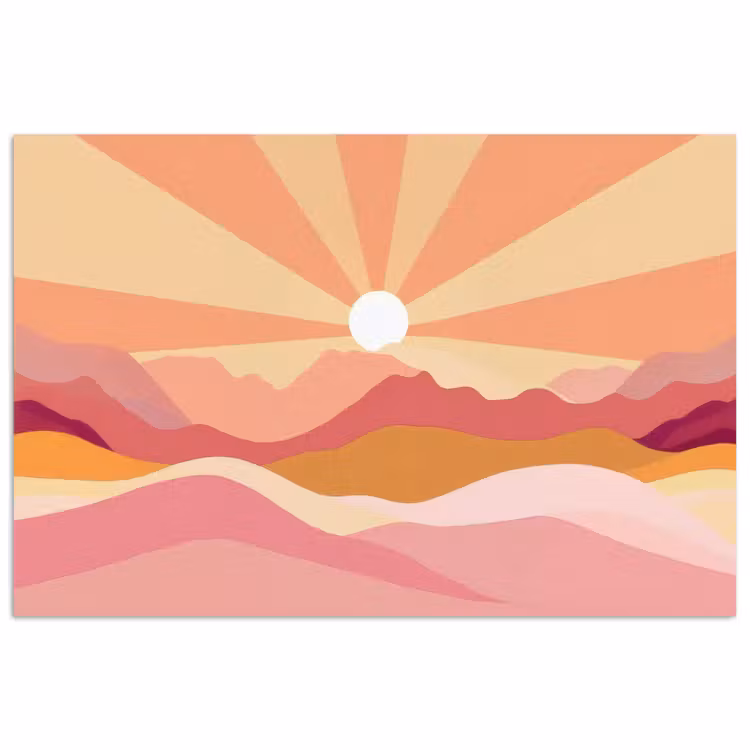 Bergen - Abstract - Zonnestralen - Roze poster papier klein -3d