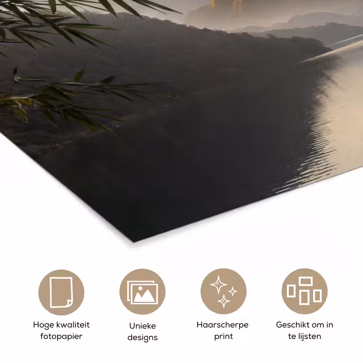 Bergen - Water - Mist - Natuur - Landschap poster papier klein -closeup_NL