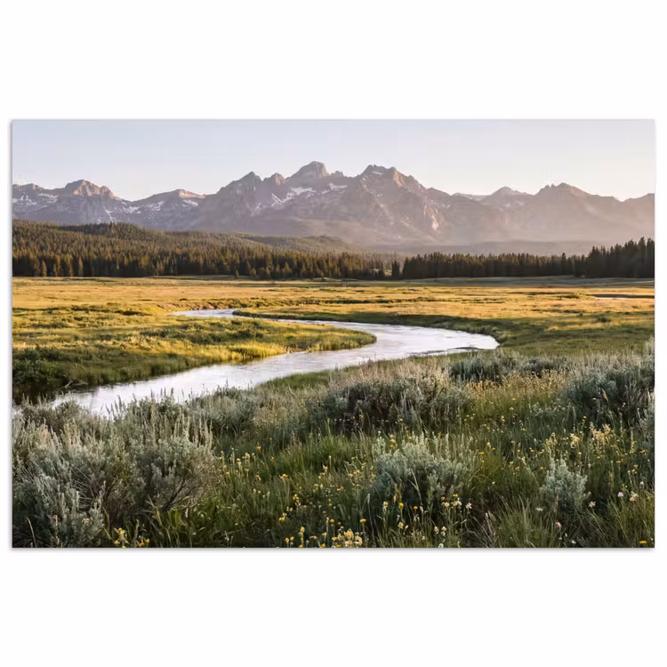 Berglandschap - Rivier - Bos poster papier klein -3d